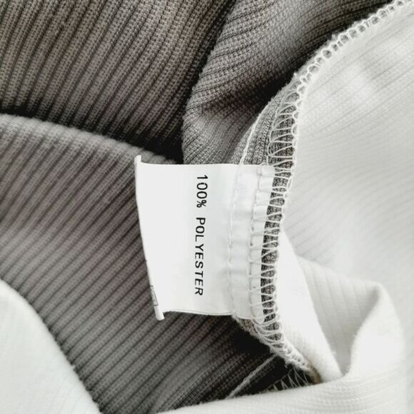 Colorblock Rib Corduroy Shacket Button Down Shirt Neutral White Gray Cream Sz L - Picture 11 of 12